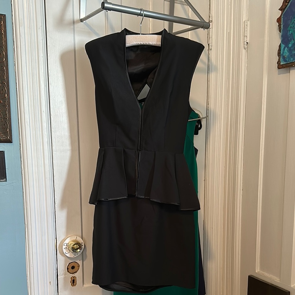 Guess by Marciano Black Cut Out Peplum Mini Dress